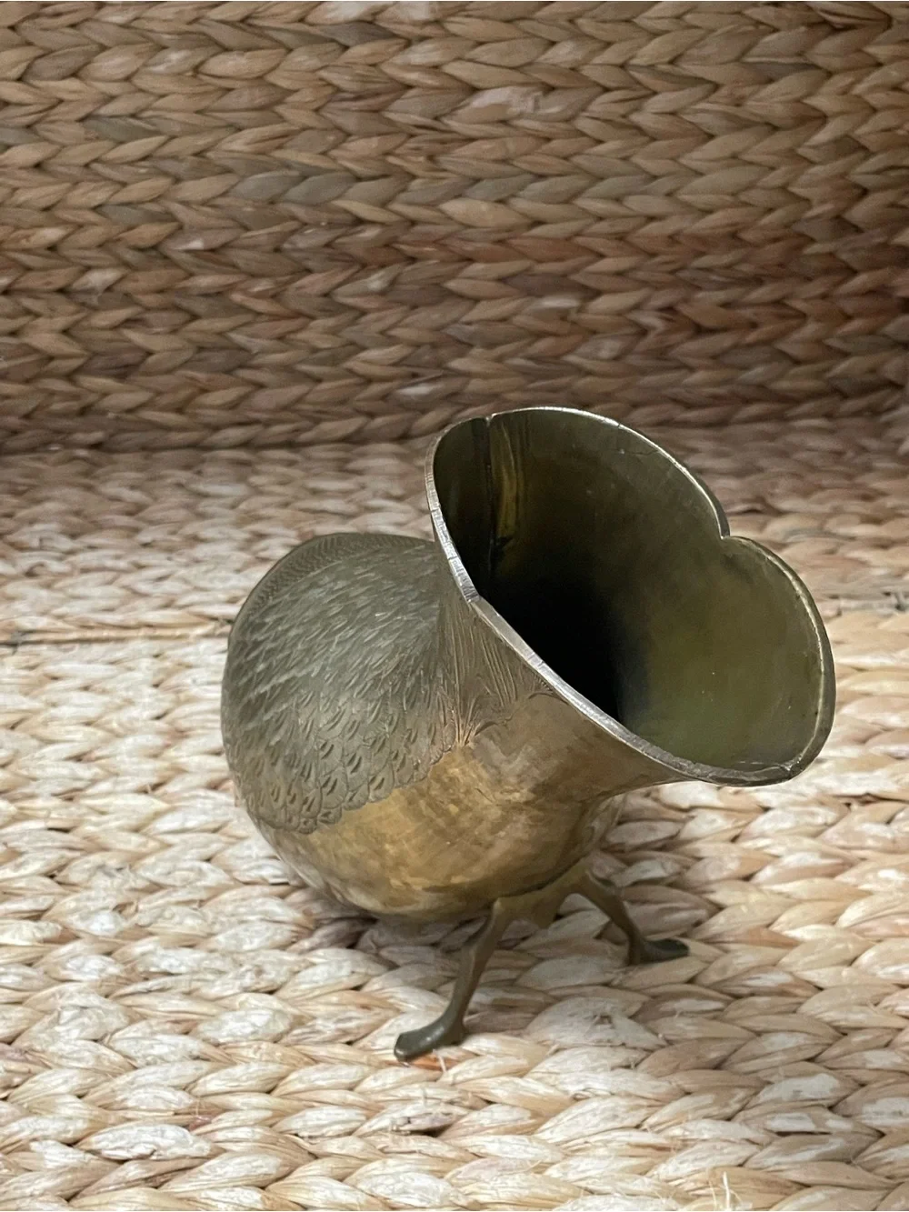 Vintage Brass Fish Vase‎ Tail MCM Mid-Century